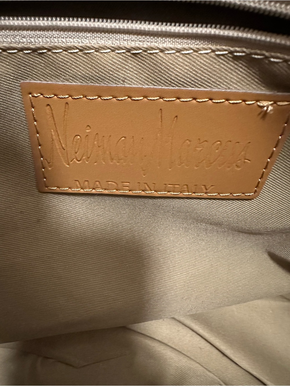 Neiman Marcus Camel Tan Structured Leather Shoulder Tote - Picture 4 of 9
